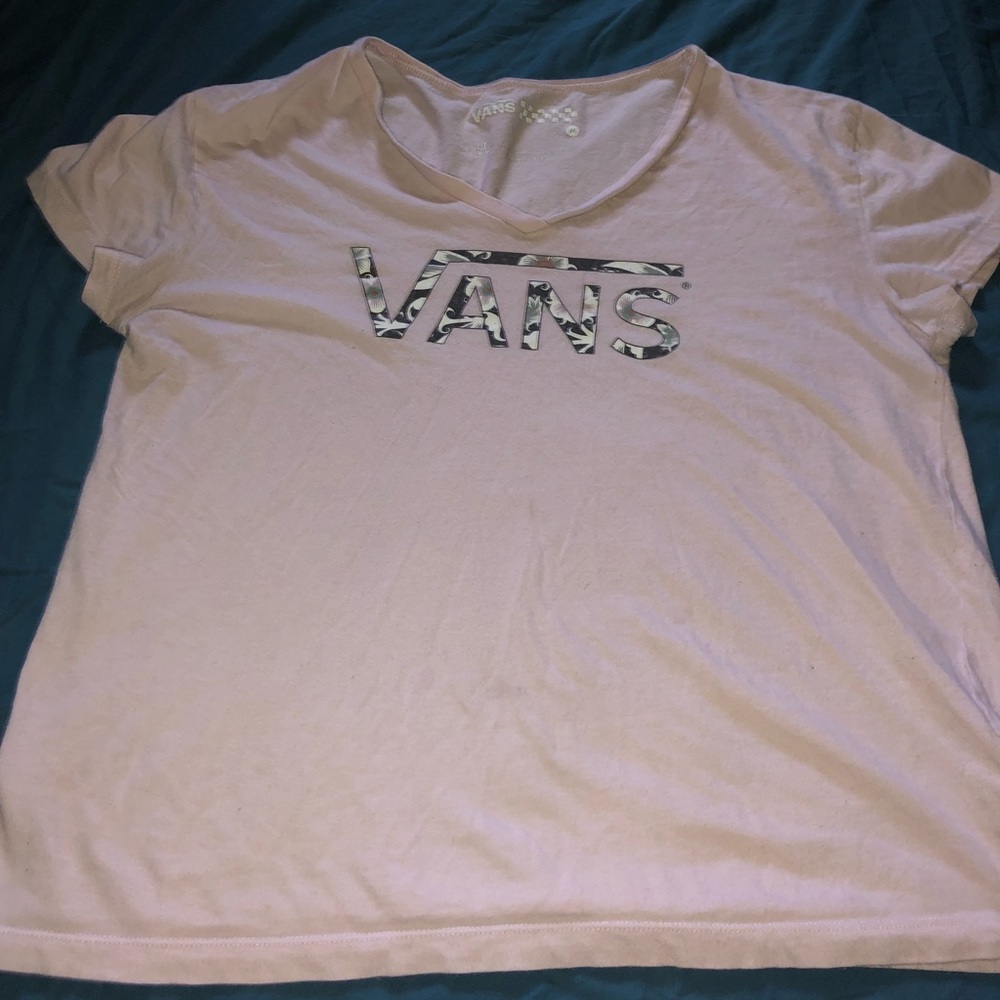 Pink and floral patterned vans T-shirt